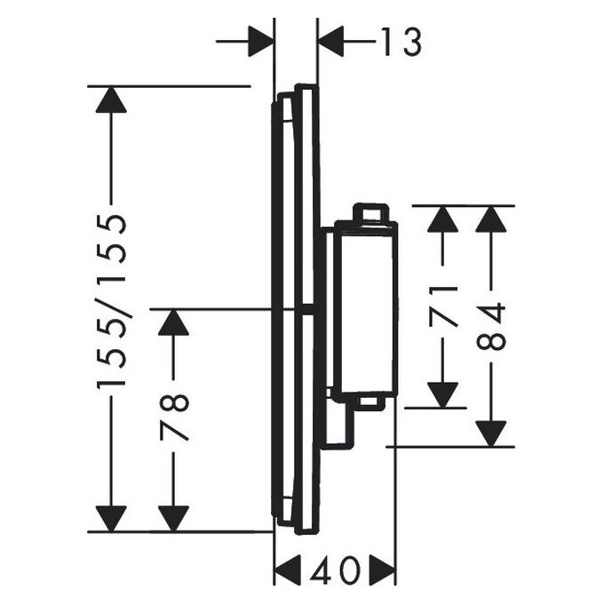Смеситель скрытого монтажа с термостатом для душа Hansgrohe ShowerSelect Q Chrome 15588000+01500180 (хром, внутренняя часть в комплекте), Цвет производителя: хром, фото 15