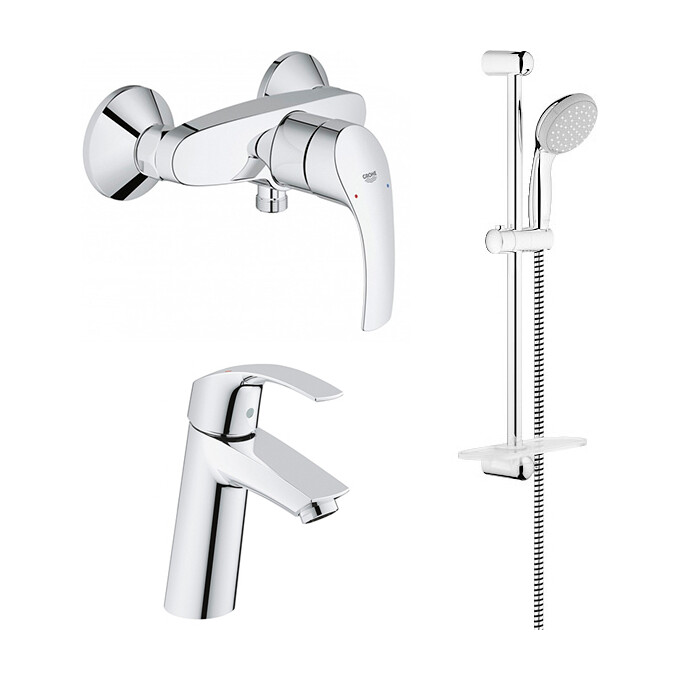 Комплект змішувачів для ванної кімнати Grohe Eurosmart M-Size 123244 M (23324001+33555002+27926001), фото 