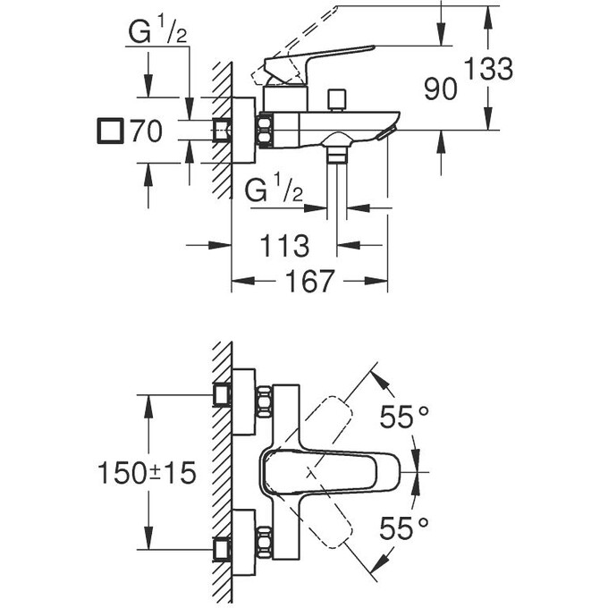 Комплект змішувачів для ванної кімнати Grohe Cubeo M-Size UA125246M (1018130000+1017550000+27929003), фото , изображение 17