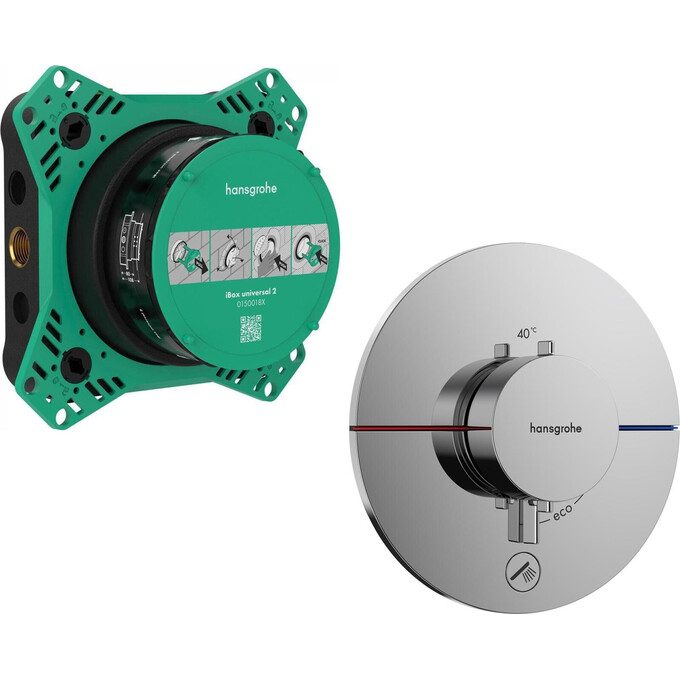 Смеситель скрытого монтажа с термостатом для душа Hansgrohe ShowerSelect Comfort S Chrome 15562000+01500180 (хром, внутренняя часть в комплекте), Цвет производителя: хром, фото 