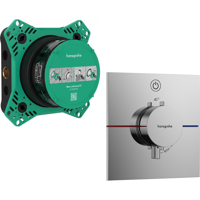 Смеситель скрытого монтажа с термостатом для душа Hansgrohe ShowerSelect E Chrome 15571000+01500180 (хром, внутренняя часть в комплекте), Цвет производителя: хром, фото 