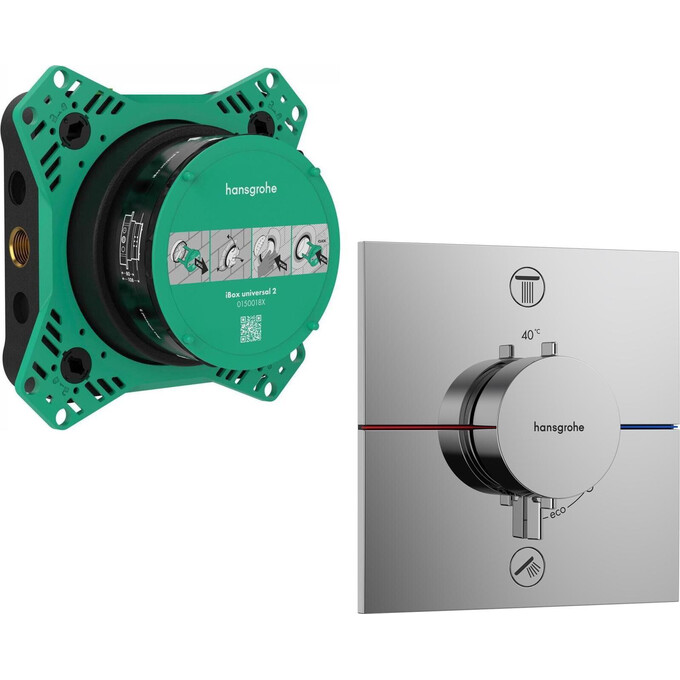 Змішувач прихованого монтажу для ванни з термостатом Hansgrohe ShowerSelect Comfort E Chrome 15572000+01500180 (хром, внутрішня частина в комплекті), Колір виробника: хром, фото 