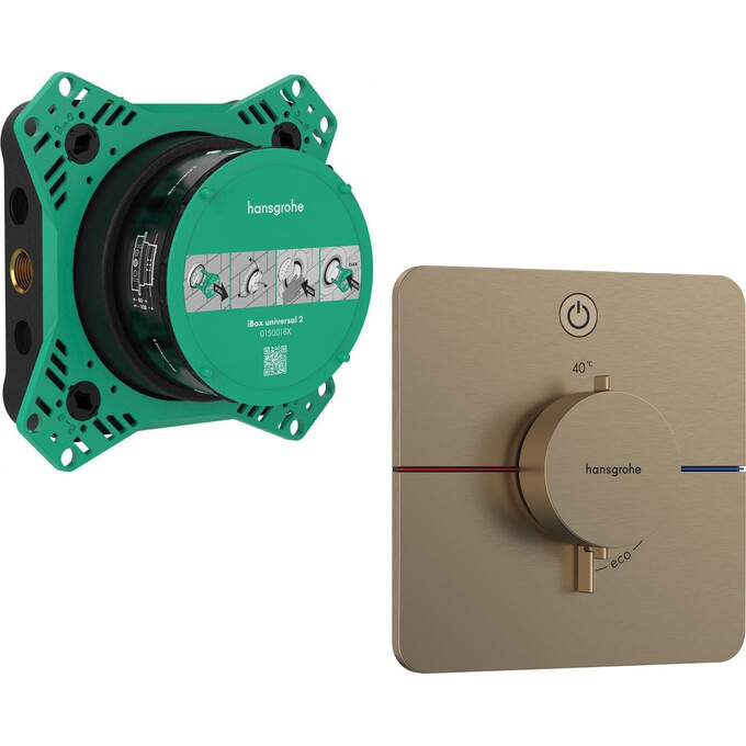 Смеситель скрытого монтажа с термостатом для душа Hansgrohe ShowerSelect Q Brushed Bronze 15581140+01500180 (брашированная бронза, внутренняя часть в комплекте), Цвет производителя: брашированная бронза, фото 