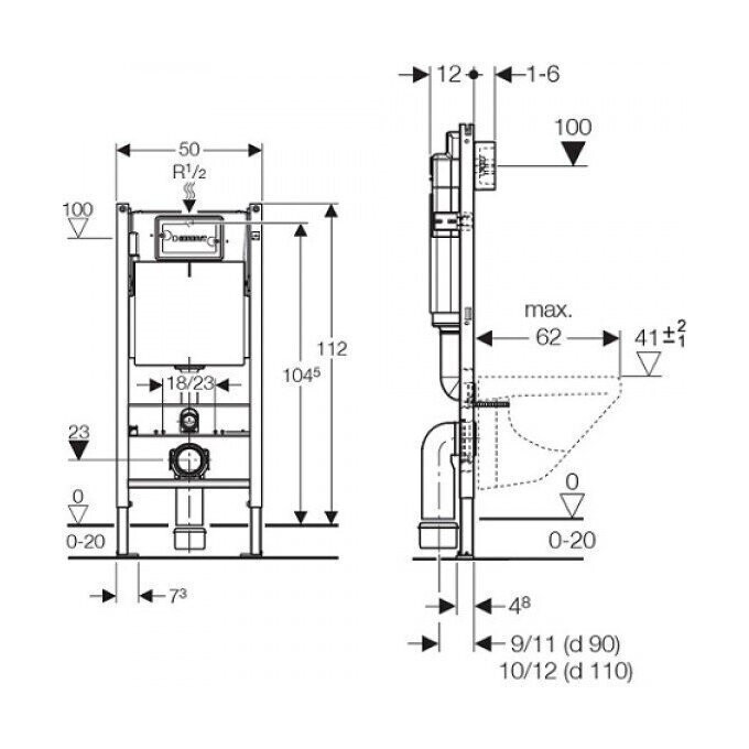 Комплект унітаз з інсталяцією 4 в 1 Geberit: підвісний унітаз з сидінням Smyle Square Rimfree 500.683.00.2 + інсталяція Duofix Delta 458.126.00.1 + звукоізоляційна прокладка, фото , изображение 9