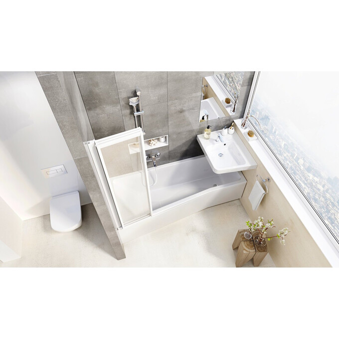 Стеклянная шторка для ванны Ravak VS3 130 (795V0100Z1, 130x140 см, стекло прозрачное, профиль белый), Доступные размеры: 130 x 140, Цвет производителя: прозрачное стекло, отделка белая, фото 5