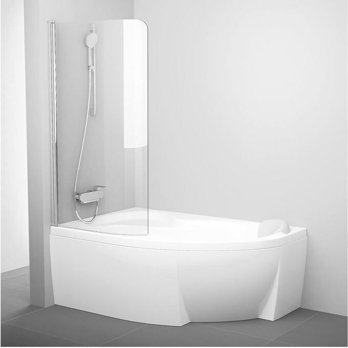 Стеклянная шторка для ванны Ravak Rosa CVSK1 160/170 L (7QLS0C00Y1, 100x150 см, стекло прозрачное, профиль хром, левая), Доступные размеры: 100 x 150 L, Цвет производителя: хром, фото 