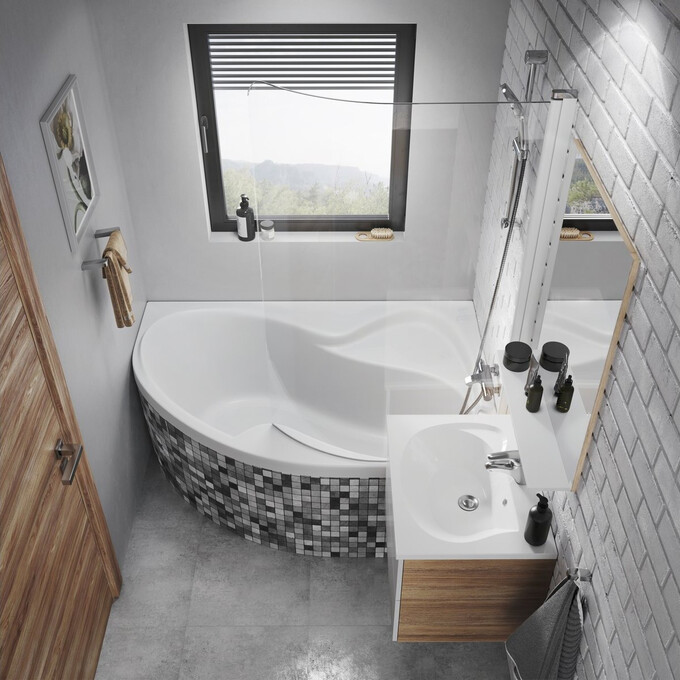 Стеклянная шторка для ванны Ravak Rosa CVSK1 160/170 L (7QLS0C00Y1, 100x150 см, стекло прозрачное, профиль хром, левая), Доступные размеры: 100 x 150 L, Цвет производителя: хром, фото 3