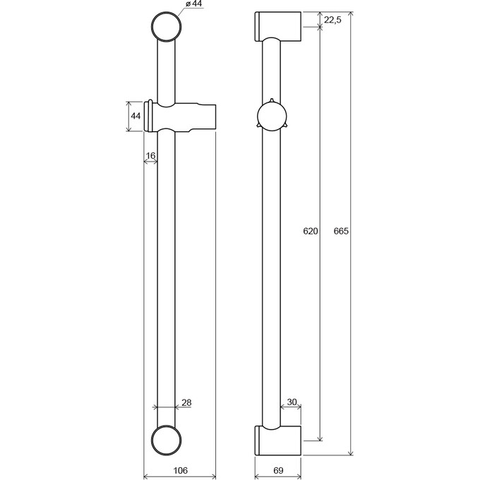 Штанга для душа Ravak 972.00CR (X07P012, 66 см), фото 4