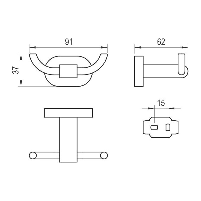 Крючок для ванной Ravak Chrome CR 100.00CR (X07P186, двойной), фото 3