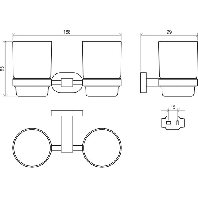Стакан для зубных щеток Ravak Chrome CR 220.00CR (X07P189, настенный, двойной), фото 5