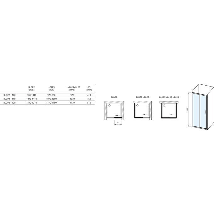 Душевая дверь Ravak Blix BLDP2-120 R-L (0PVG0C00Z1, 120 см, стекло прозрачное, профиль хром), Доступные размеры: 120, Цвет производителя: прозрачное стекло, отделка хром, фото 7