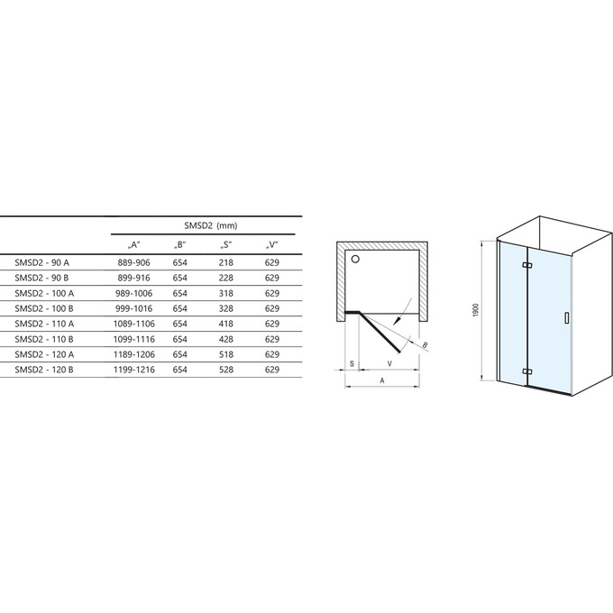 Душевая дверь Ravak SmartLine SMSD2-120 (B) L (0SLGBA00Z1, 120 см, стекло прозрачное, профиль хром), фото 6