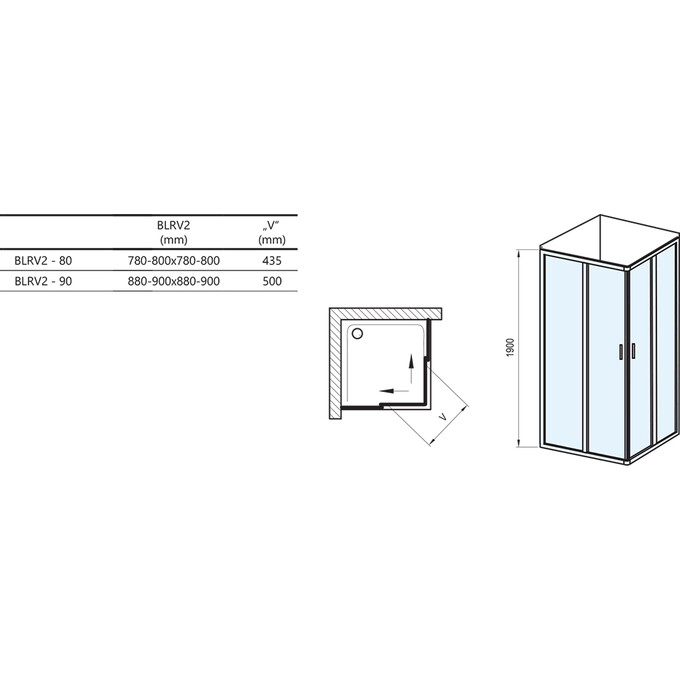 Душевая кабина Ravak Blix BLRV2-90 (1LV70C00Z1, 90x90 см, стекло прозрачное, профиль хром), фото 8
