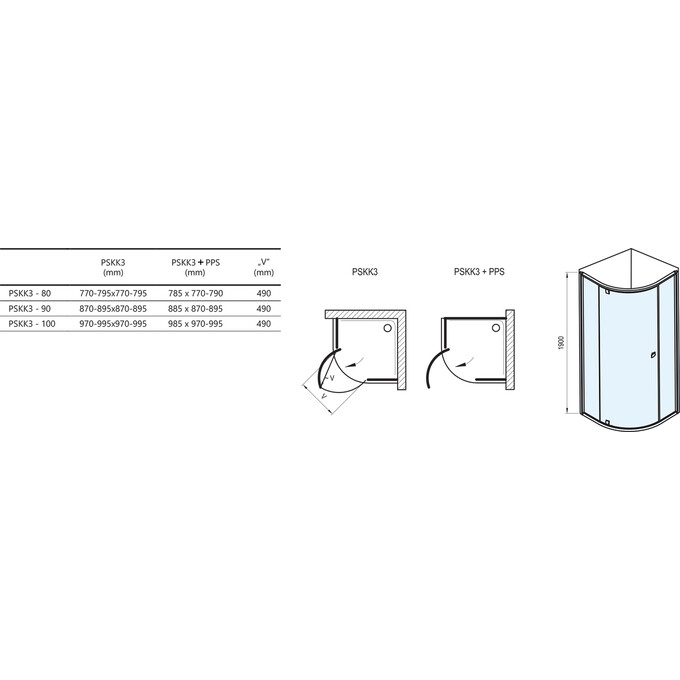 Душевая кабина Ravak Pivot PSKK3-90 (37677100Z1, 90x90 см, стекло прозрачное, профиль белый), Доступные размеры: 90 x 90, Цвет производителя: прозрачное стекло, отделка белая, фото 8