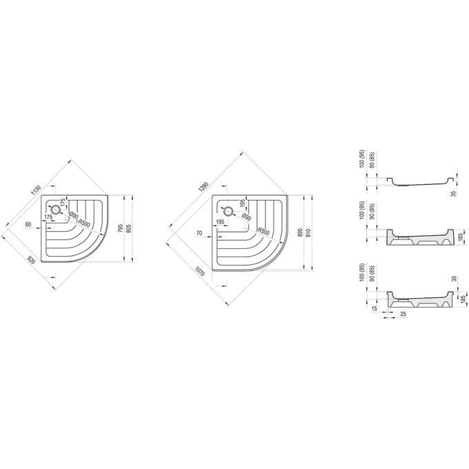 Душевой поддон Ravak Ronda-80 PU (A204001120, 80x80 см), Доступные размеры: 80 x 80, фото 5