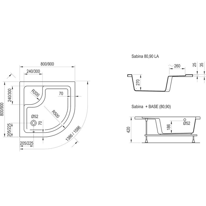 Душевой поддон Ravak Sabina-90 LA (A217001020, 90x90 см), фото 10