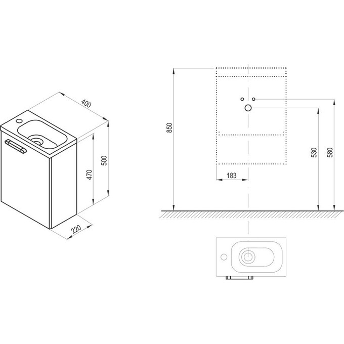 Тумба под умывальник Ravak SD 400 Chrome II (X000000538, 40 см, белая, подвесная, без раковины), фото 6
