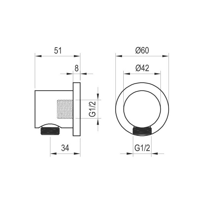 Подключение для душевого шланга Ravak 701.21GB (X07P697, графит брашированный), Цвет производителя: графит брашированный, фото 3