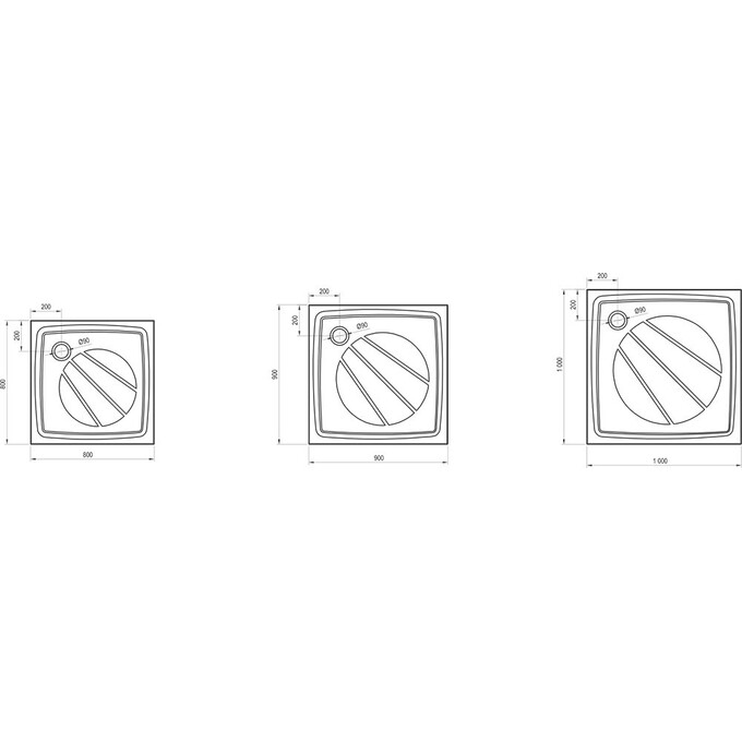 Душевой поддон Ravak Perseus Pro-90 (XA037701010, 90x90 см), Доступные размеры: 90 x 90, фото 6