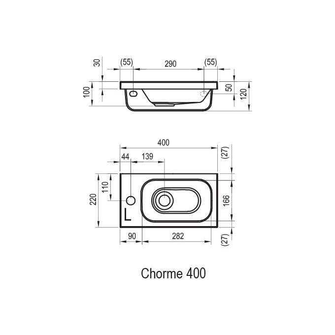 Умывальник Ravak Chrome L 40 XJGL1100000 (40x22 см, белый глянцевый), фото 5