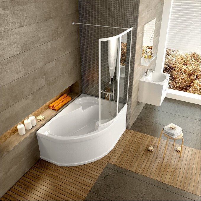 Стеклянная шторка для ванны Ravak VSK2 Rosa II L 170 (76LB010041, 109х150 см, стекло матовое рифленое, профиль белый, левая), Доступные размеры: 109 x 150 L, Цвет производителя: матовое рифленое стекло, отделка белая, фото 4