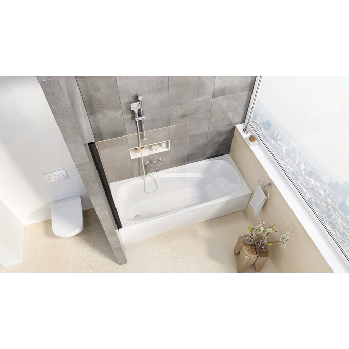 Стеклянная шторка для ванны Ravak Pivot PVS1-80 (79840300Z1, 80x140 см, стекло прозрачное, профиль черный), Доступные размеры: 80 x 140, Цвет производителя: прозрачное стекло, отделка черная матовая, фото 3