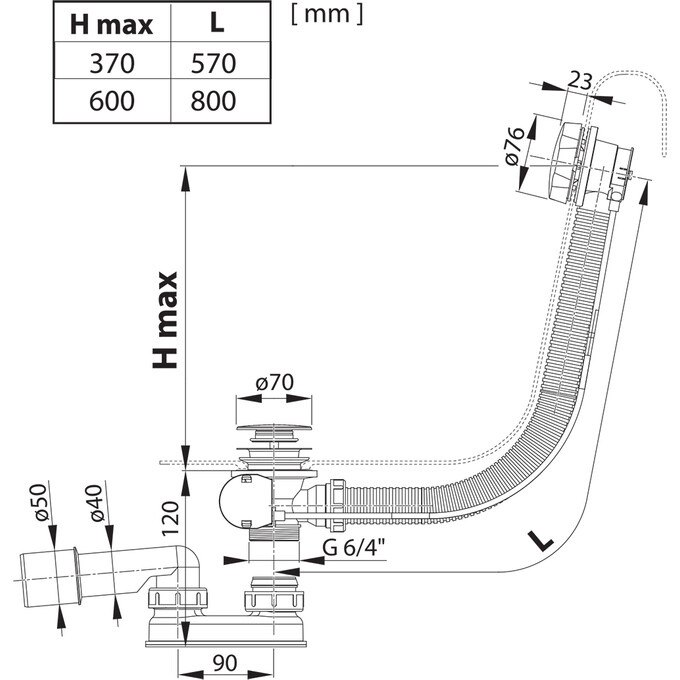 Сифон для ванны Ravak 570 B K/K white matt (X01843, белый матовый, с переливом и поворотным механизмом), Цвет производителя: белый, фото 3