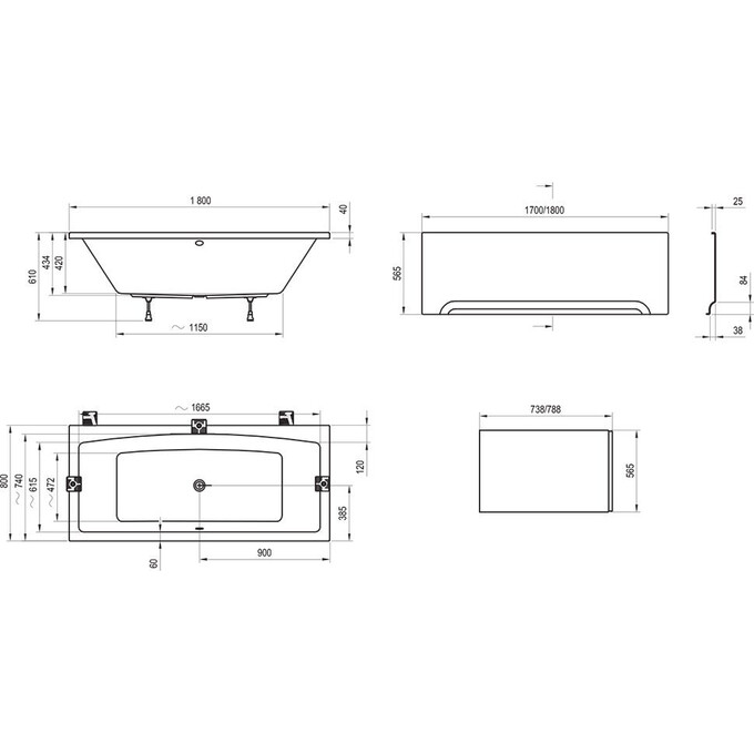 Акриловая ванна Ravak Formy 02 C891000000 (180x80 см, пристенная), фото 5