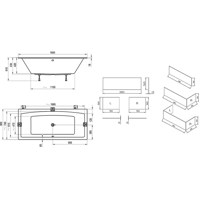 Акрилова ванна Ravak Formy 02 Slim C891300000 (180x80 см, пристінна), фото , изображение 3