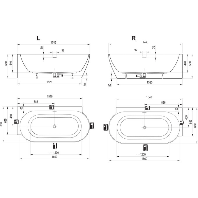 Акрилова ванна Ravak Freedom Corner II Tec CC81000000 (175x86 см, права, з ніжками та сифоном), Доступні розміри: 175 x 86 R, фото , изображение 5