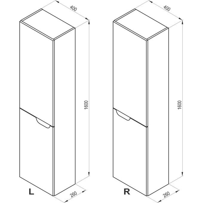 Пенал в ванную Ravak Classic II SB-400 L X000001473 (40 см, белый/серый, левый, подвесной), Доступные размеры: 40 x 160 L, Цвет производителя: белый, серый, фото 2