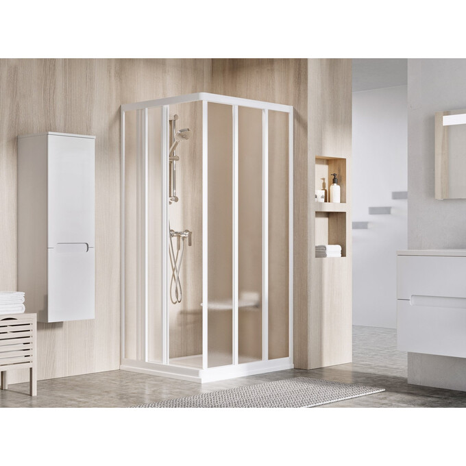 Душова кабіна Ravak Supernova ASRV3-75+ASRV3-75 (15V301R2ZGSET7575, 75x75 см, скло матове, профіль білий), Доступні розміри: 75 x 75, Колір виробника: матове скло, обробка біла, фото 