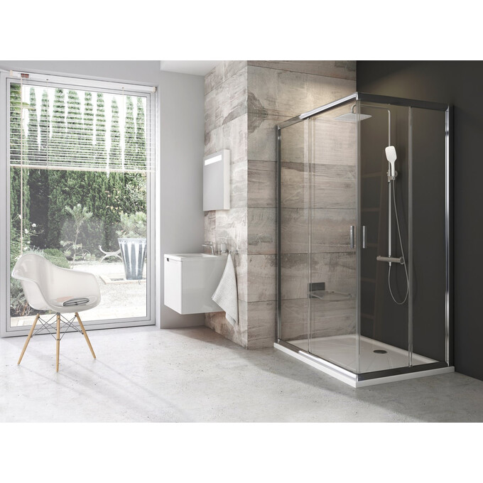 Душова кабіна Ravak Blix BLRV2K-100+BLRV2K-110 (1XVA0C00Z1SET100110, 100x110 см, прозоре скло, профіль хром), Доступні розміри: 100 x 110, Колір виробника: прозоре скло, обробка хром, фото 