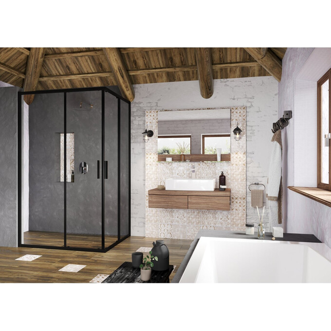 Душевая кабина Ravak Blix Slim BLSRV2K-80+BLSRV2K-80 (X1XM40300Z1SET8080, 80x80 см, стекло прозрачное, профиль черный), Доступные размеры: 80 x 80, Цвет производителя: прозрачное стекло, отделка черная, фото 