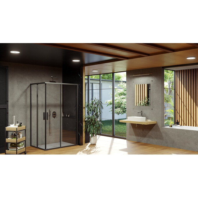 Душова кабіна Ravak Blix Slim BLSRV2K-120+BLSRV2K-120 (X1XMG0300Z1SET120120, 120x120 см, скло прозоре, профіль чорний), Доступні розміри: 120 x 120, Колір виробника: прозоре скло, обробка чорна, фото , изображение 2