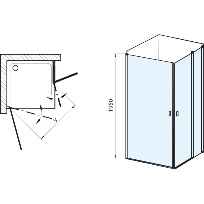 Душевая кабина Ravak Chrome CRV1-100+CRV2-80 (1QVA0C01Z1SET100CRV280, 100х80 см, стекло прозрачное, профиль хром), Доступные размеры: 100 x 80, Цвет производителя: прозрачное стекло, отделка хром, фото 9