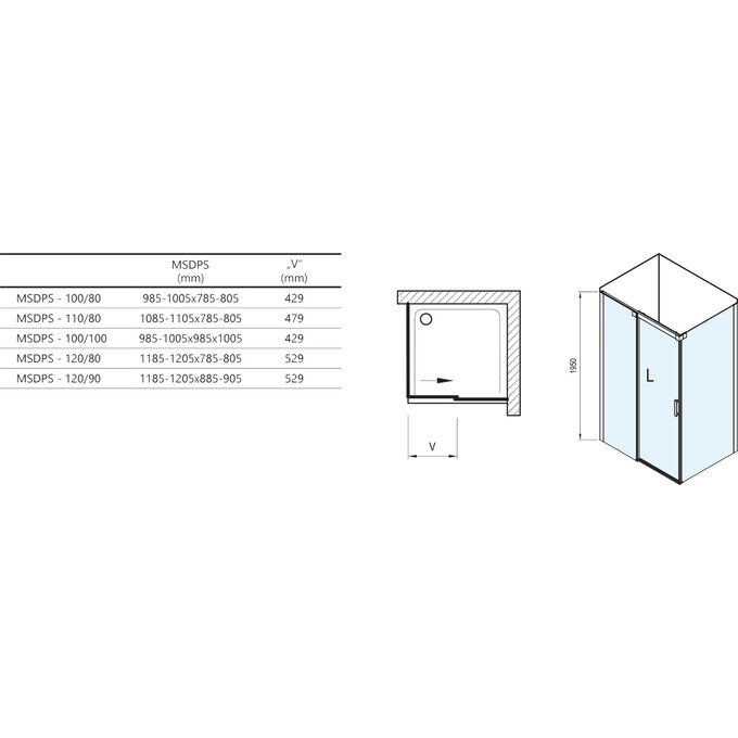 Душевая кабина Ravak Matrix MSDPS-120/90 L (0WLG7C00Z1, 120x90 см, стекло прозрачное, профиль хром, левая), Доступные размеры: 120 x 90 L, Цвет производителя: прозрачное стекло, отделка хром, фото 6