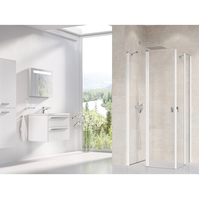 Душова кабіна Ravak Chrome CRV2-100+CRV2-120 (1QVA0100Z1SET100120, 100х120 см, прозоре скло, профіль білий), Доступні розміри: 100 x 120, Колір виробника: прозоре скло, обробка біла, фото 