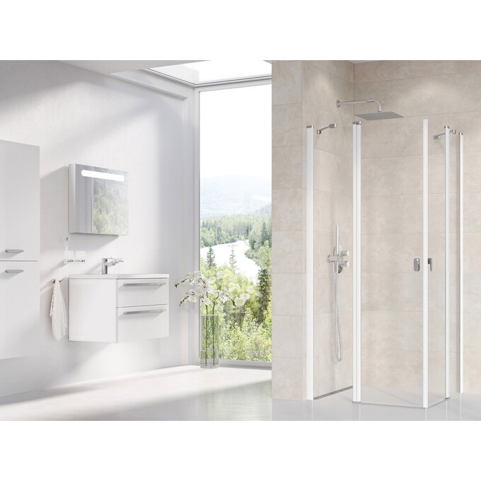 Дверь для душевой кабины Ravak Chrome CRV2-120 (1QVG0100Z1, 120 см, стекло прозрачное, профиль белый), Доступные размеры: 120 x 195, Цвет производителя: прозрачное стекло, отделка белая, Расположение проема (входа): универсальное (оборачиваемое), фото 