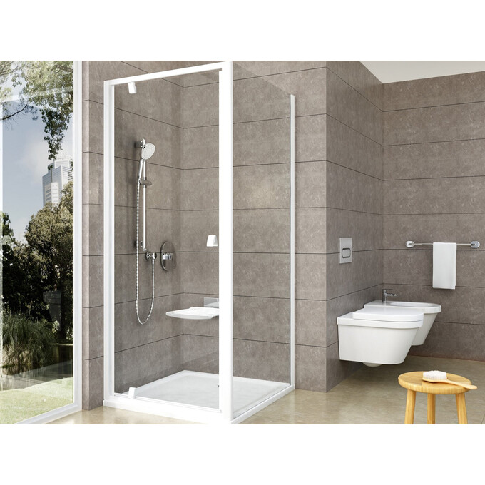Душевая кабина Ravak Pivot PDOP1-80+PPS-80 (03G40101Z1SET80PPS80, 80х80 см, стекло прозрачное, профиль белый), Доступные размеры: 80 x 80, Цвет производителя: прозрачное стекло, отделка белая, фото 