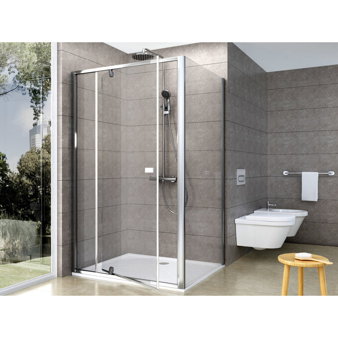 Душевая кабина Ravak Pivot PDOP2-120+PPS-80 (03GG0C00Z1SET120PPS80, 120х80 см, стекло прозрачное, профиль хром), Доступные размеры: 120 x 80, Цвет производителя: прозрачное стекло, отделка хром, фото 