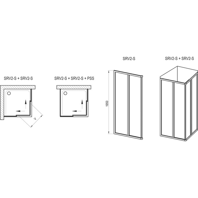 Душевая кабина Ravak Supernova SRV2-90+SRV2-100 (14V70UO2ZGSET90100, 100x90 см, стекло матовое, профиль сатин), Доступные размеры: 100 x 90, Цвет производителя: матовое стекло, отделка сатин, фото 6