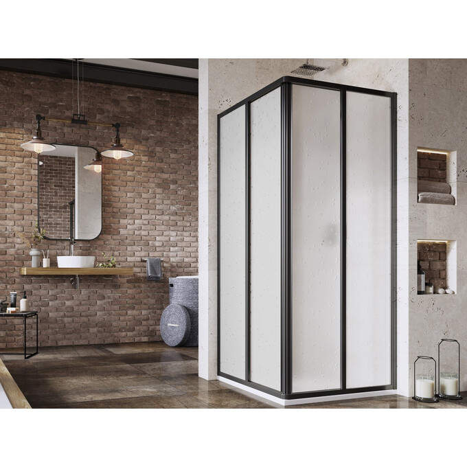 Дверь для душевой кабины Ravak Supernova SRV2-90 (14V703O211, 90 см, стекло матовое рифленое, профиль черный), Доступные размеры: 90, Цвет производителя: матовое рифленое стекло, отделка черная матовая, фото 