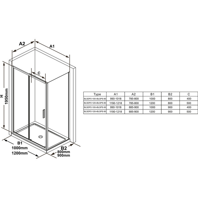 Нерухома частина душової кабіни Ravak Blix Slim BLSPS-80 (X9BM40300Z1, 80 см, скло прозоре, обробка чорна), Доступні розміри: 80, Колір виробника: прозоре скло, обробка чорна, фото , изображение 2