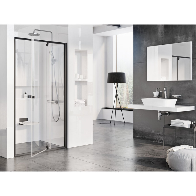 Душевые двери Ravak Pivot PDOP2-110 (03GD0300Z1, 110 см, стекло прозрачное, профиль черный), Доступные размеры: 110, Цвет производителя: прозрачное стекло, отделка черная, фото 