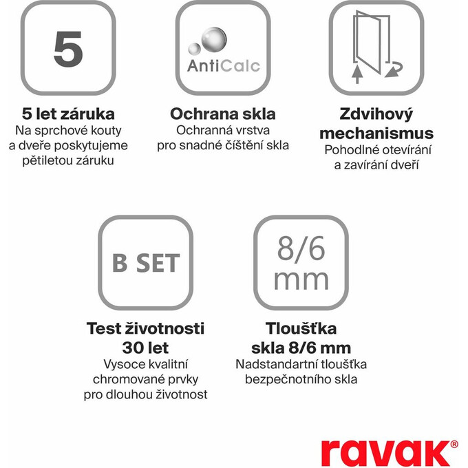 Набор стекол для кабины Ravak Brilliant BSD2-100 A-L (0ULAAA00Z1, 100 см, стекло прозрачное, левый), фото 3