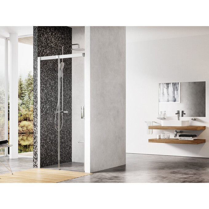 Душевые двери Ravak Matrix MSD2-120 L (0WLG0U00Z1, 120 см, стекло прозрачное, профиль сатин, левые), Доступные размеры: 120, Цвет производителя: прозрачное стекло, отделка сатин, Расположение проема (входа): справа, фото 