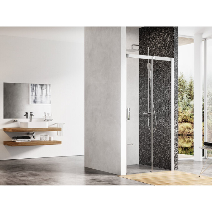 Душевые двери Ravak Matrix MSD2-100 R (0WPA0U00Z1, 100 см, стекло прозрачное, профиль сатин, правые), Доступные размеры: 100, Цвет производителя: прозрачное стекло, отделка сатин, Расположение проема (входа): слева, фото 