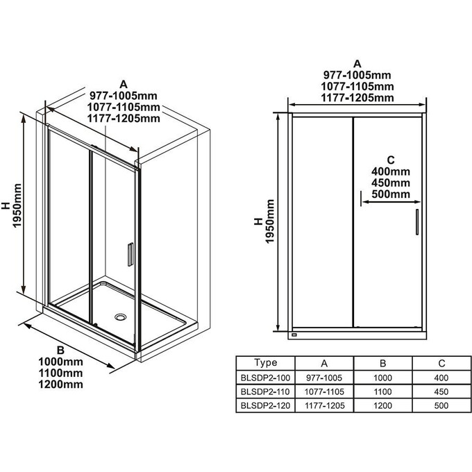 Душевые двери Ravak Blix Slim BLSDP2-120 (X0PMG0300Z1, 120 см, стекло прозрачное, профиль черный), Доступные размеры: 120, Цвет производителя: прозрачное стекло, отделка черная матовая, фото 4