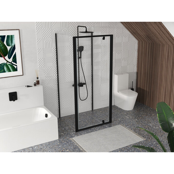 Душевая кабина Ravak Pivot PDOP1-80+PPS-80+PPS-80 (03G40300Z1SET802XPPS80, 80х80 см, стекло прозрачное, профиль черный), Доступные размеры: 80 x 80, Цвет производителя: прозрачное стекло, отделка черная, фото 